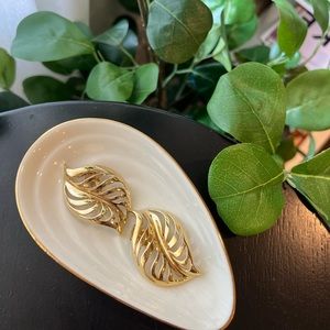 Vintage signed Givenchy leaf clip on earrings